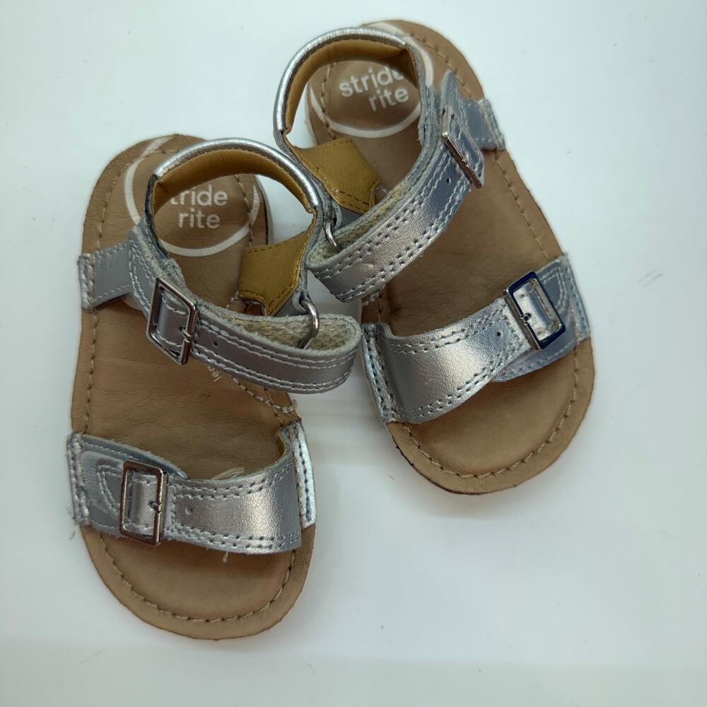 Stride Rite Silver Kingsley Sandal Kids Girls 5